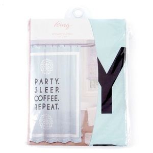 New Shower curtain: Party Sleep Coffee Repeat